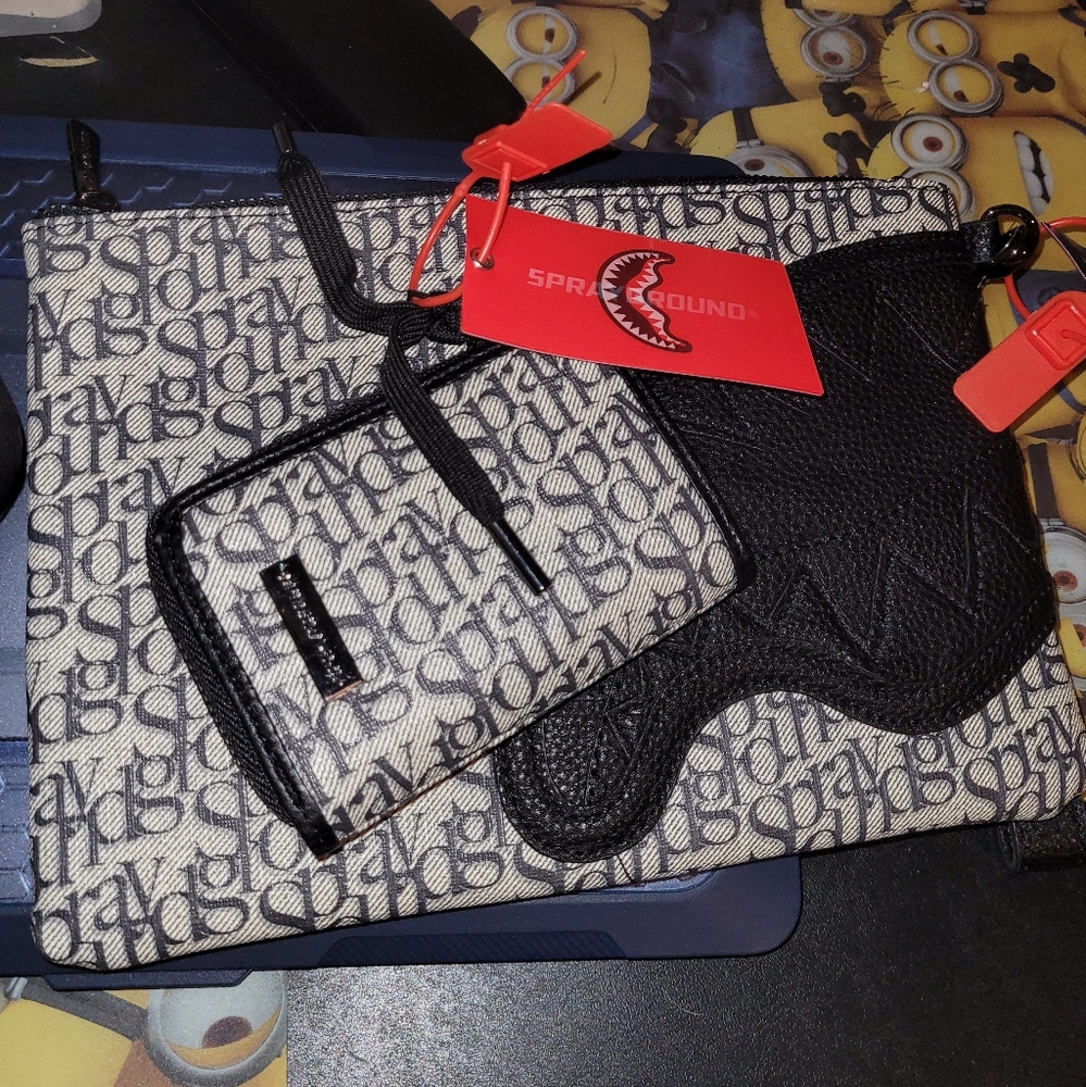 Limited Edition Sprayground Clutch and Zipper Wallet Set. SG all day set.